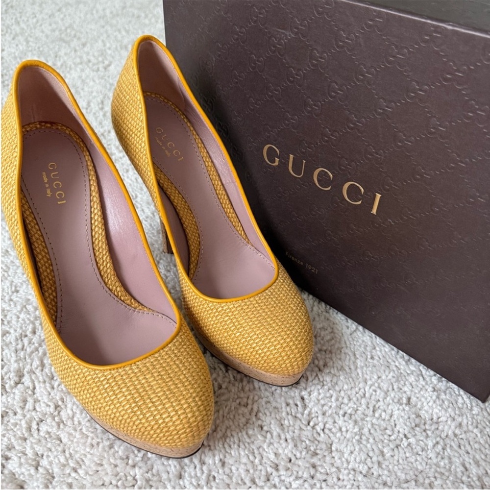 Gucci Women's Yellow Cork Heel